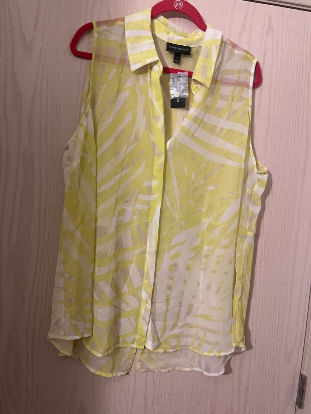 Lane Bryant Yellow Sleeveless Button-Front Blouse